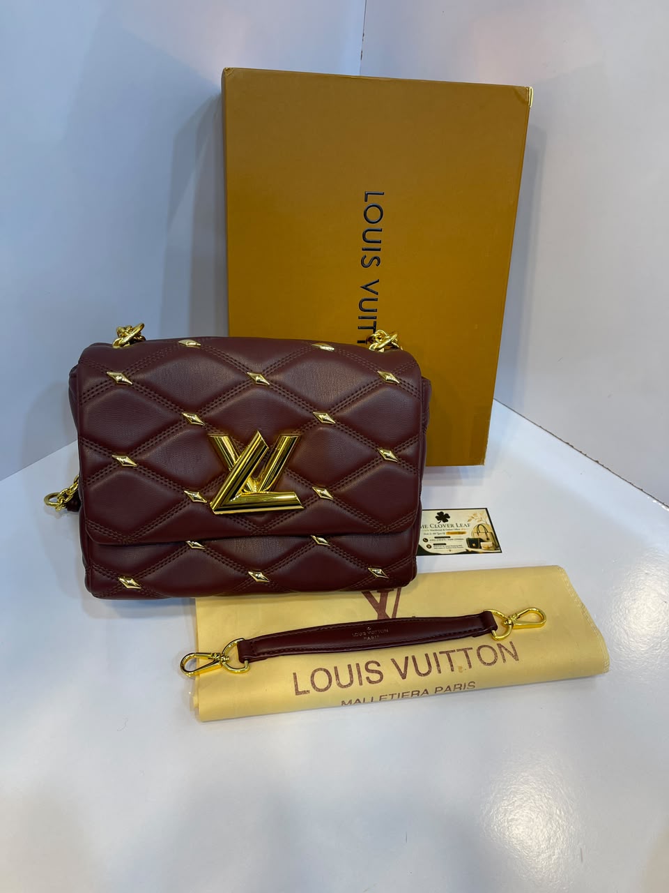 Louis Vuitton GO-14 MM Malletage Shoulder Bag - Premium Women's Quilted Leather Crossbody Purse with Gold Studs & LV Twist Lock