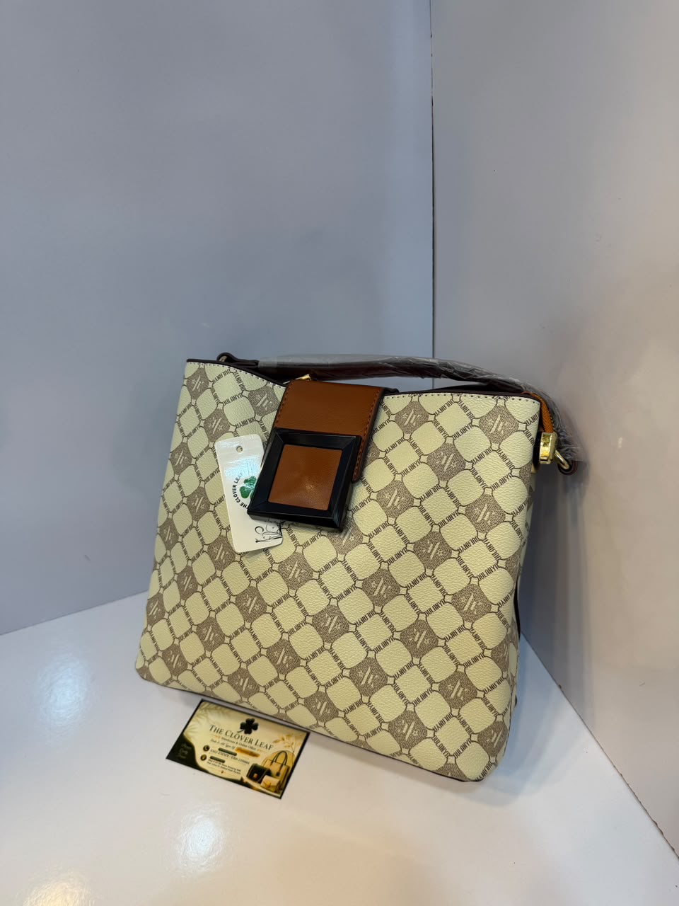 Nine West Monogram Bucket Shoulder Bag - Premium Imported Women's Structured Canvas Tote & Crossbody Purse