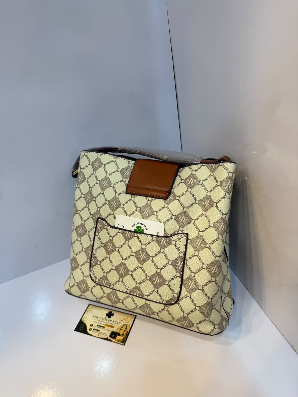 Nine West Monogram Bucket Shoulder Bag - Premium Imported Women's Structured Canvas Tote & Crossbody Purse
