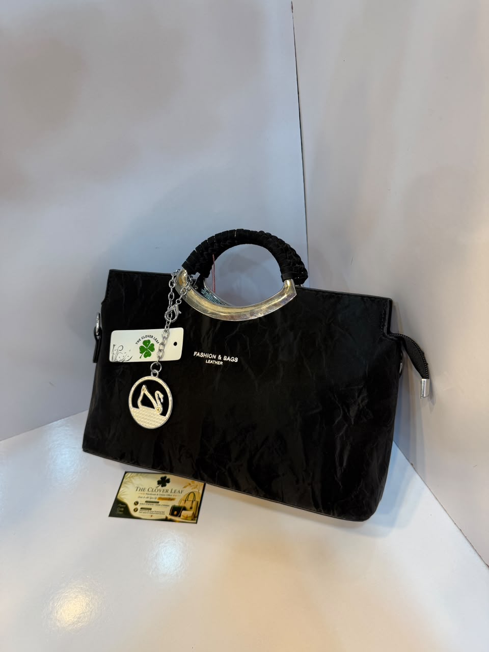 Imported Wrinkled Texture Metallic Handbag - Premium Women's Crushed Shimmer Tote & Shoulder Bag with Silver O-Ring Handle