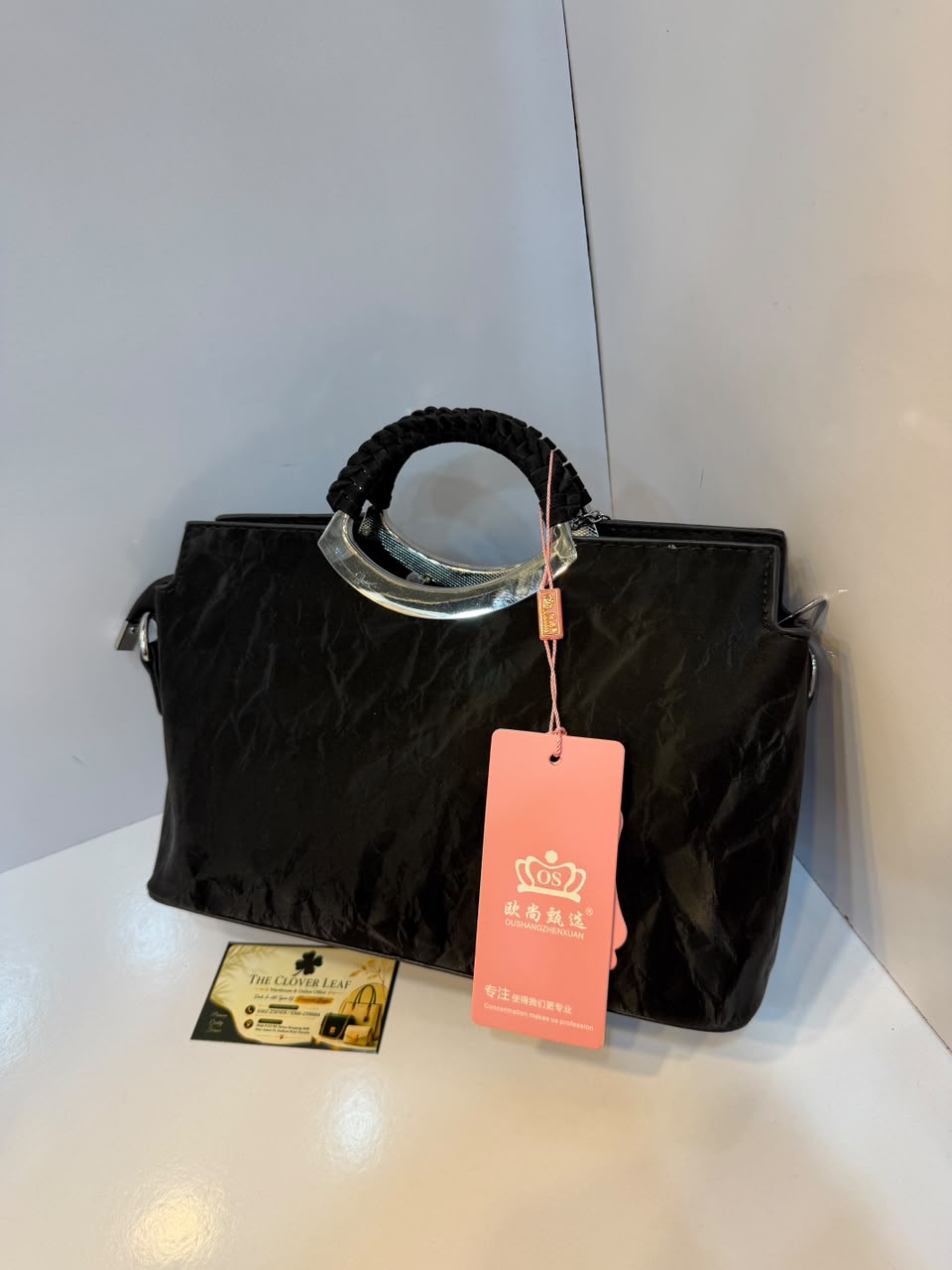 Imported Wrinkled Texture Metallic Handbag - Premium Women's Crushed Shimmer Tote & Shoulder Bag with Silver O-Ring Handle