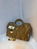 Imported Wrinkled Texture Metallic Handbag - Premium Women's Crushed Shimmer Tote & Shoulder Bag with Silver O-Ring Handle