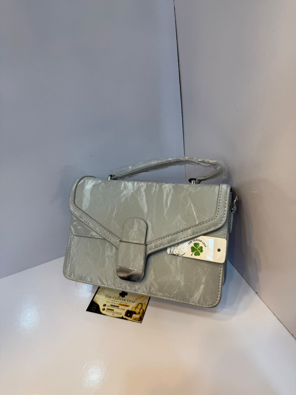 Imported Luxury Dusky Crinkled Leather Top-Handle Crossbody Bag – Premium Flap Handbag