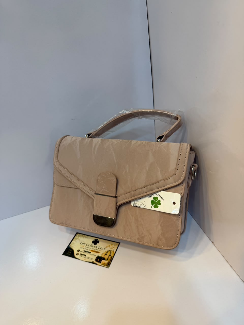 Imported Luxury Dusky Crinkled Leather Top-Handle Crossbody Bag – Premium Flap Handbag