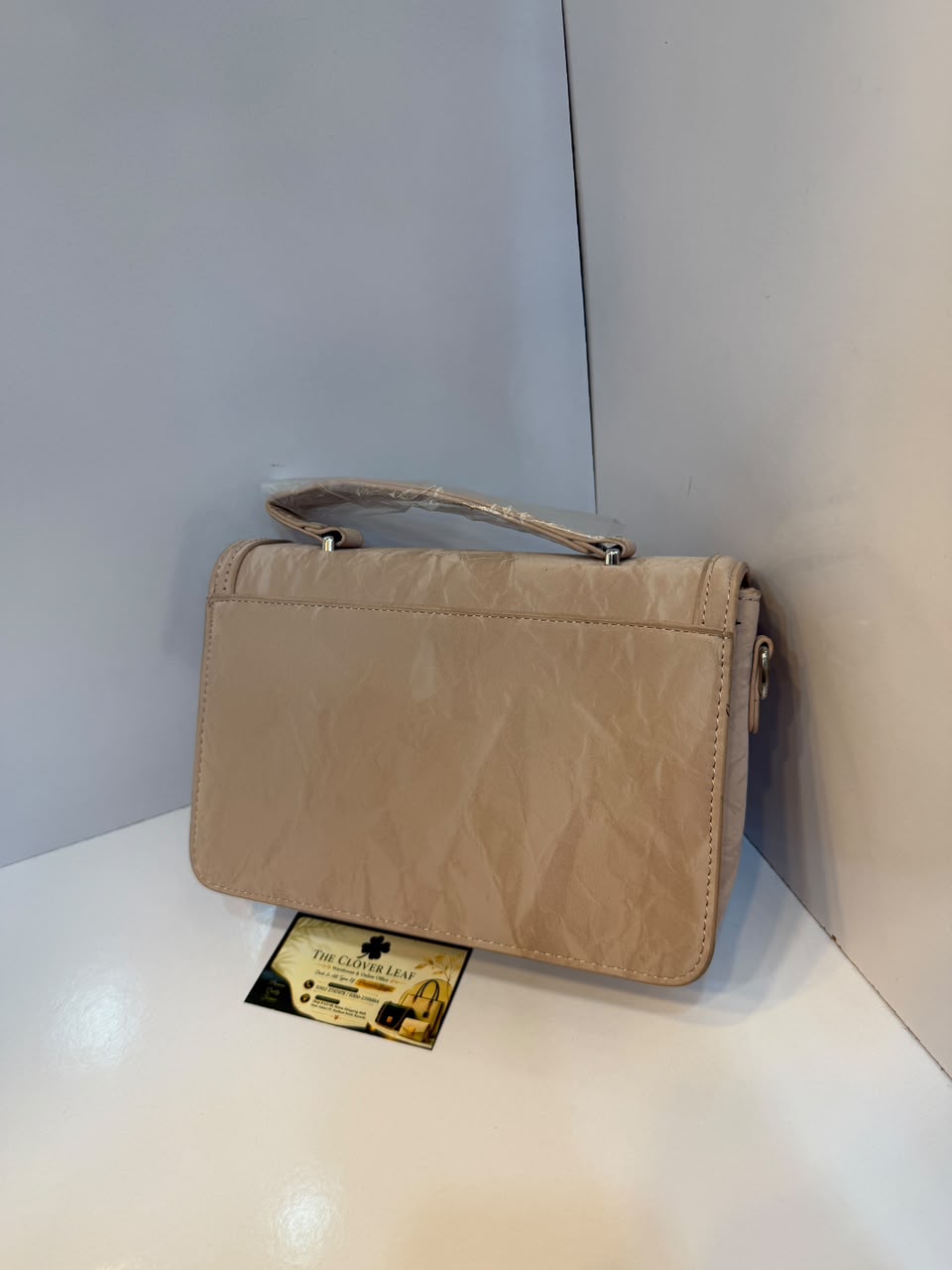 Imported Luxury Dusky Crinkled Leather Top-Handle Crossbody Bag – Premium Flap Handbag