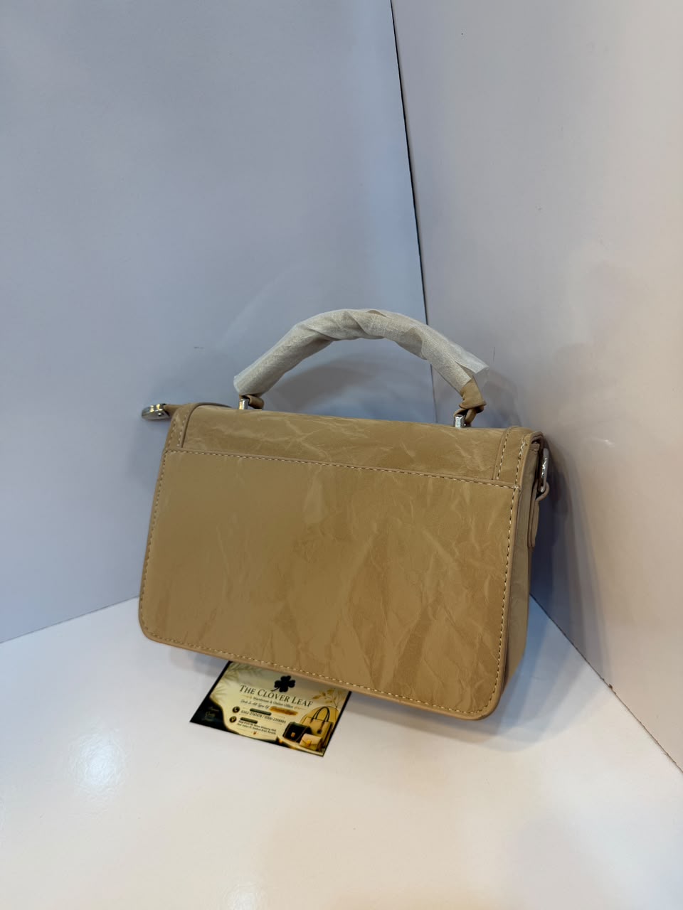 Imported Luxury Dusky Crinkled Leather Top-Handle Crossbody Bag – Premium Flap Handbag