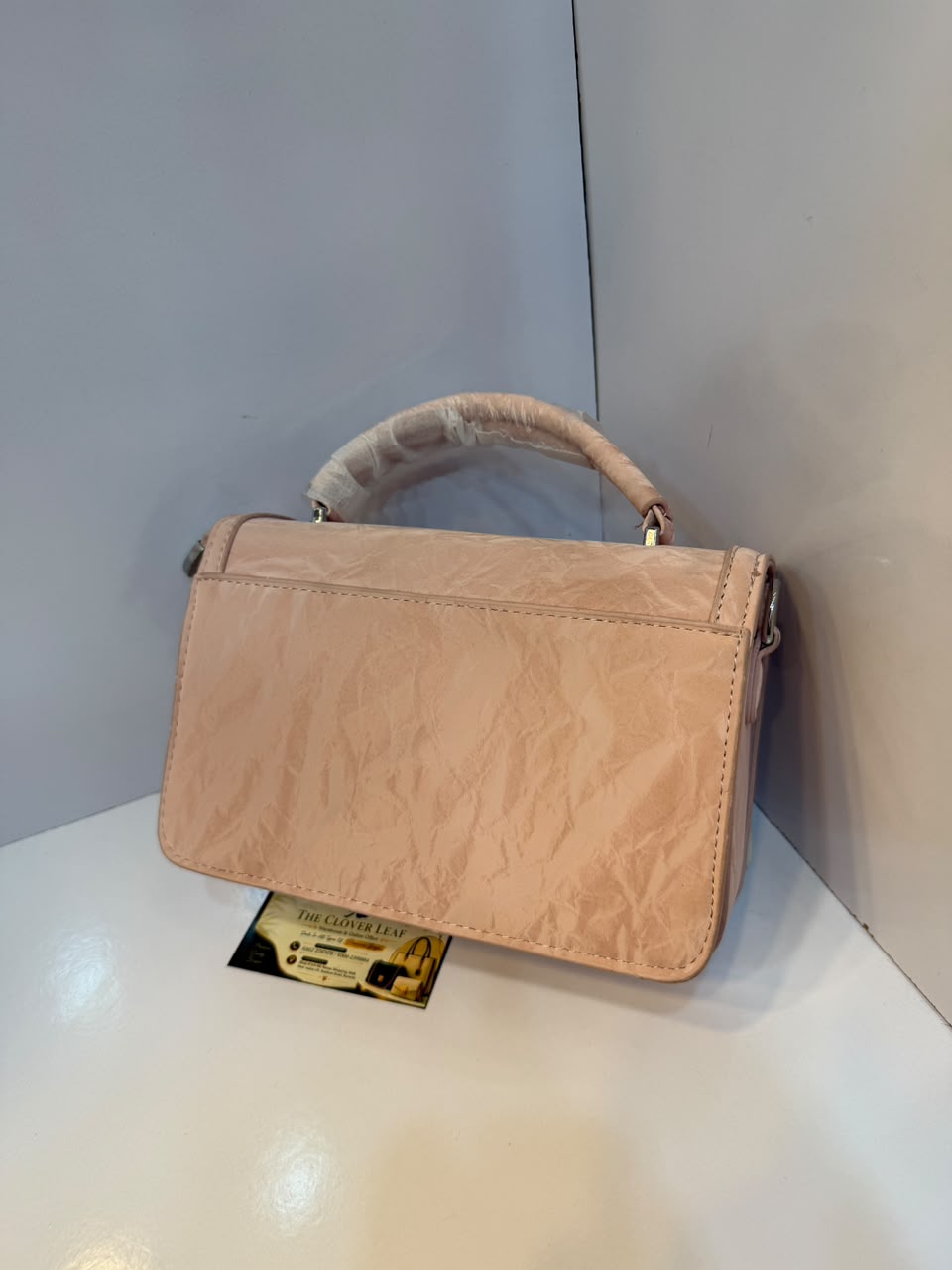 Imported Luxury Dusky Crinkled Leather Top-Handle Crossbody Bag – Premium Flap Handbag