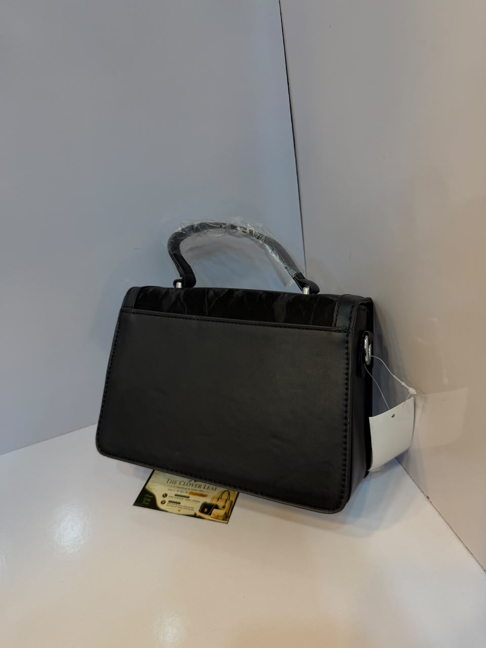 Imported Elegant Crinkled Flap Top-Handle Bag – Luxury Deer Emblem Crossbody Satchel