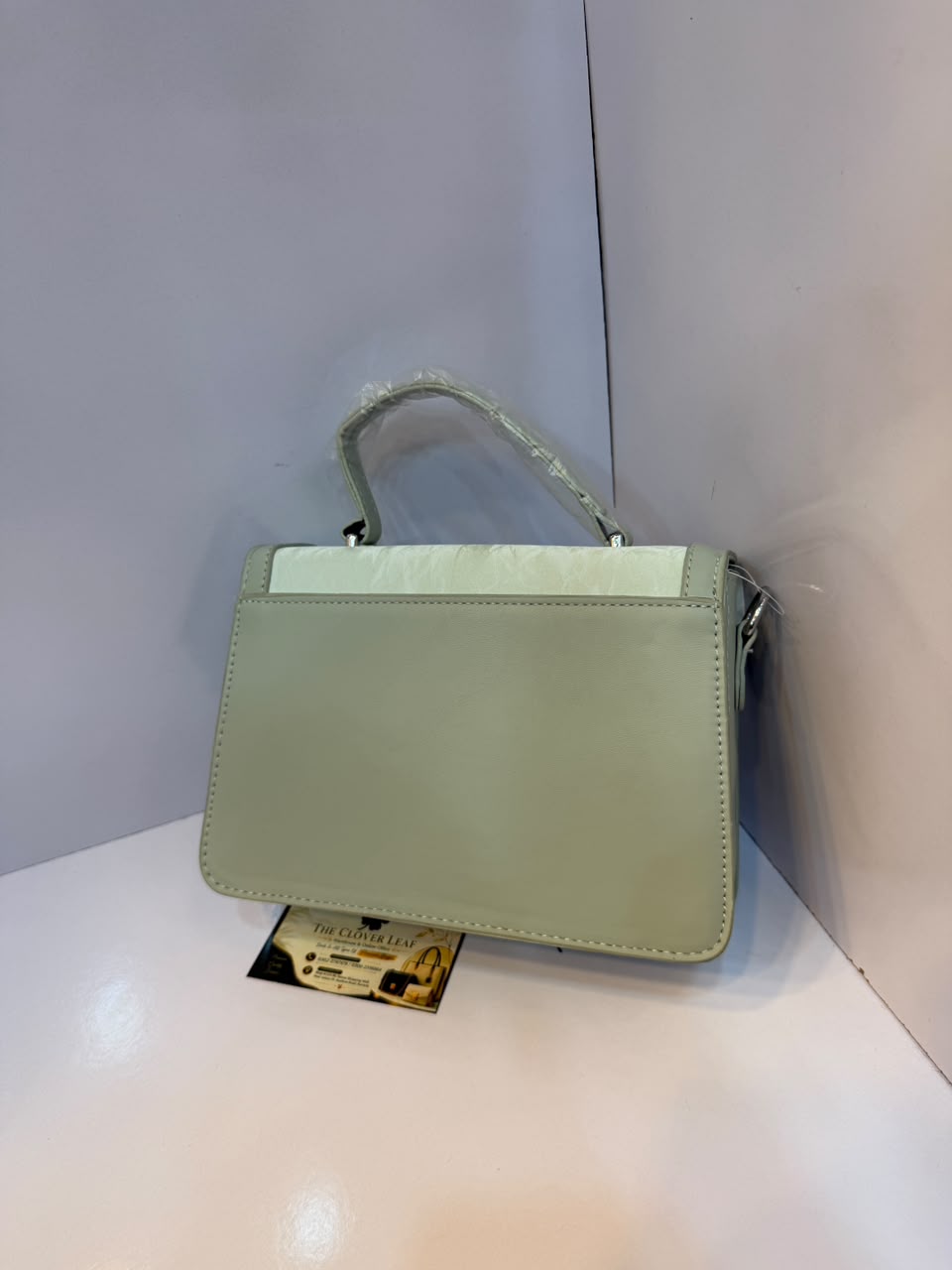 Imported Elegant Crinkled Flap Top-Handle Bag – Luxury Deer Emblem Crossbody Satchel