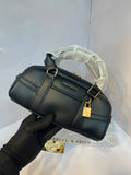 Charles & Keith Canvas Top-Handle Bowling Bag – Elegant Contrast Trim Crossbody Satchel